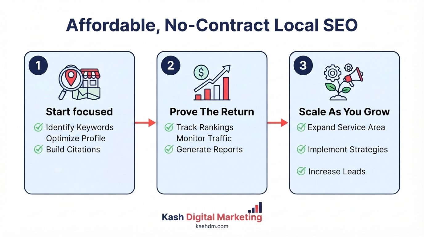 Affordable local SEO: transparent, custom pricing with no contracts, scaled to your budget.