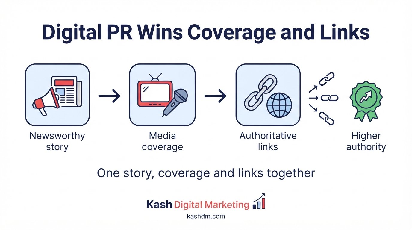 Digital PR services: newsworthy assets, journalist pitching and high-authority media coverage.