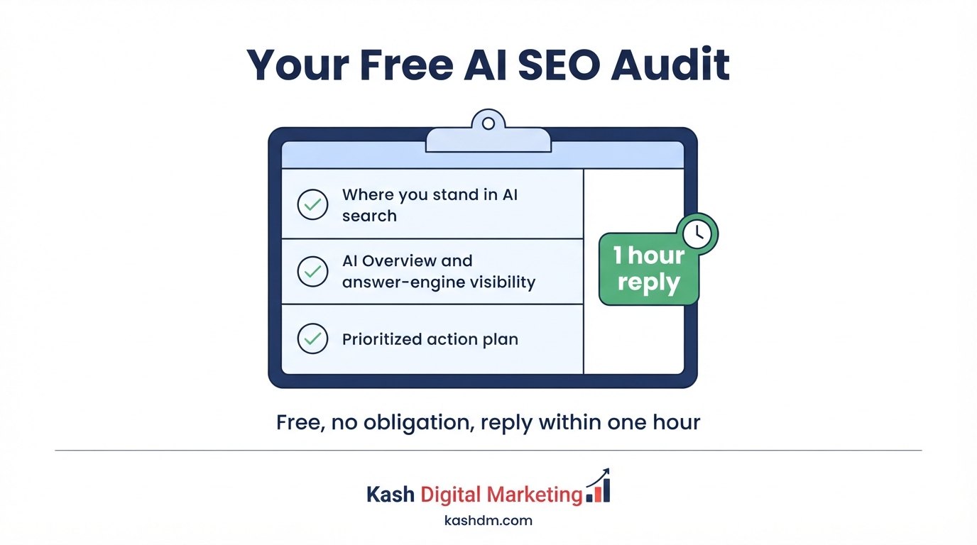 Get your free AI SEO audit: see whether AI Overviews and answer engines name your brand, with a prioritized action plan.