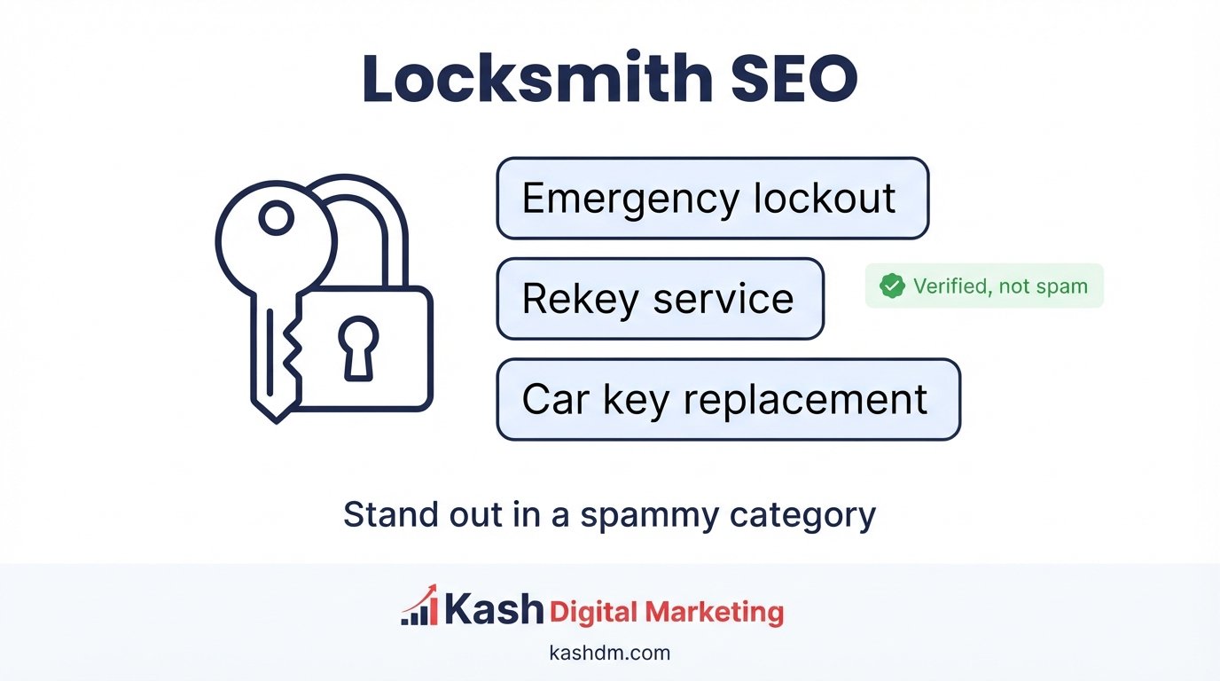 Locksmith SEO services: verified local listings standing out from spam in a competitive category.
