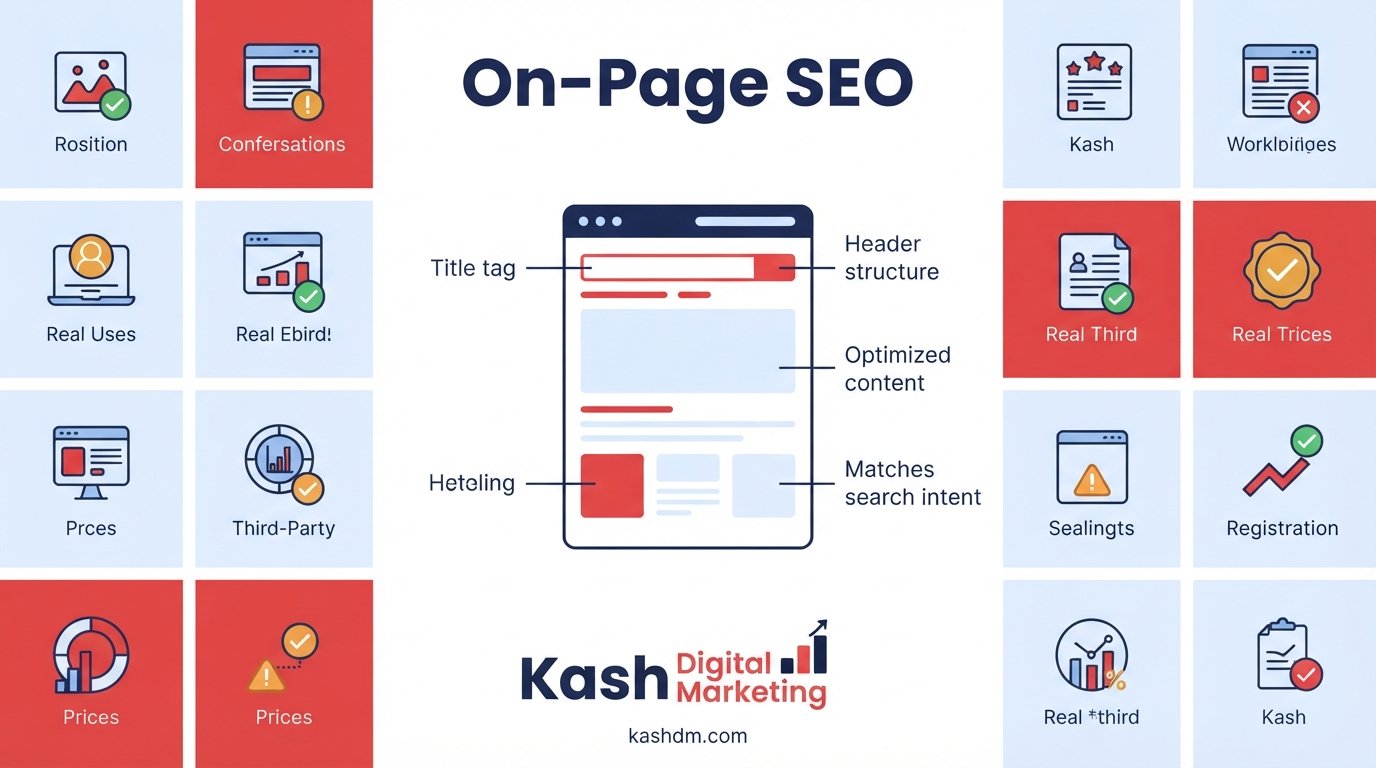 On-page SEO services: title tags, header structure, and content optimized to match search intent.