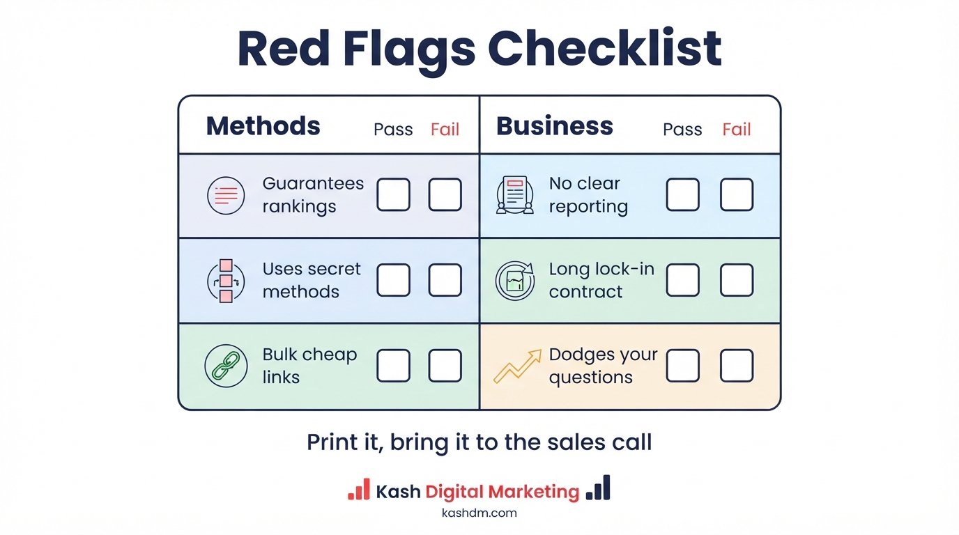 Why choose Kash Digital Marketing: transparent methods, white-hat tactics, plain reporting and no long contracts.